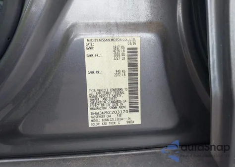 2016 Nissan Altima 2.5 S z USA, uszkodzony, nr VIN 1N4AL3AP9GC203170